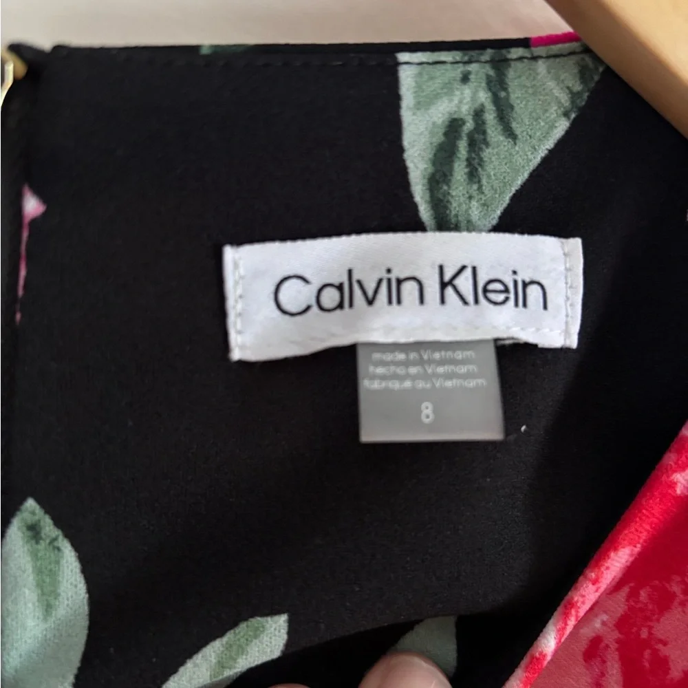 Calvin Klein Black Dress with Pink Floral Print size 8 - Picture 3 of 5